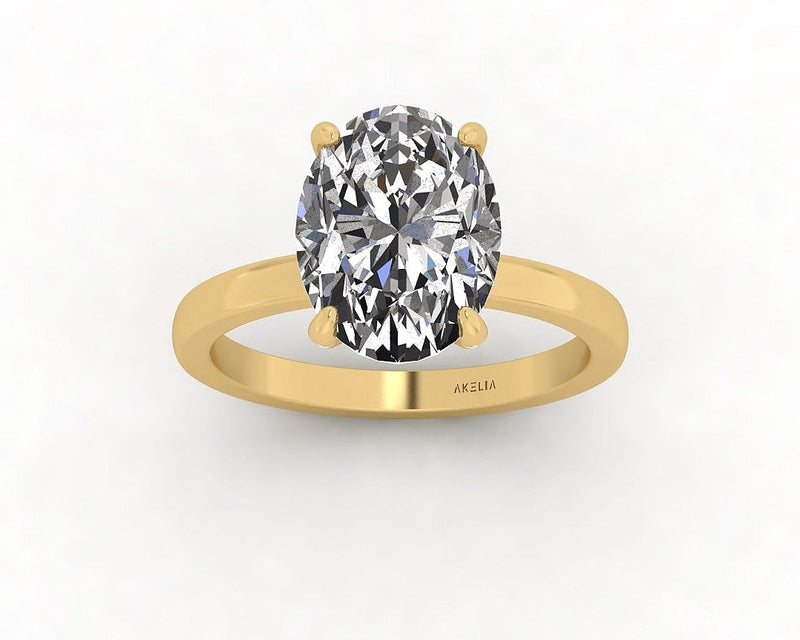 Oval Diamond Set Prongs Solitaire Engagement Ring