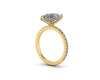 Pear Diamond Set Prongs Gallery Engagement Ring with Pavé Band