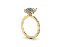 Pear Diamond Set Prongs Gallery Engagement Ring with Pavé Band