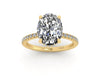 Oval Diamond Set Prongs Gallery Engagement Ring with Pavé Band