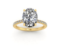 Oval Diamond Set Prongs Gallery Engagement Ring with Pavé Band