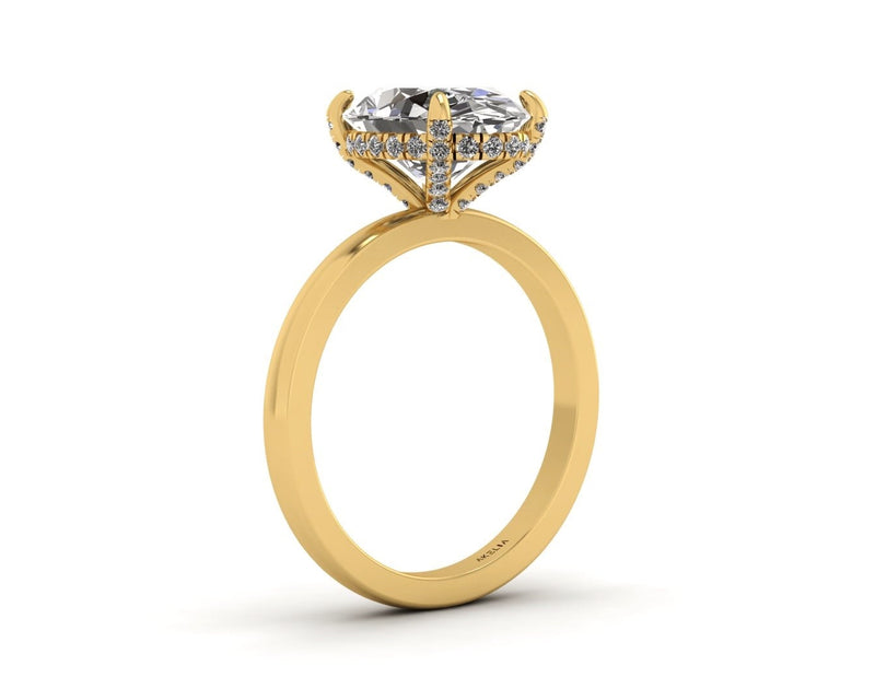 Oval Diamond Set Prongs Gallery Engagement Ring