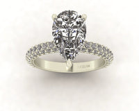 Celeste Pear Gallery Three Row Micro Pavé Engagement Ring