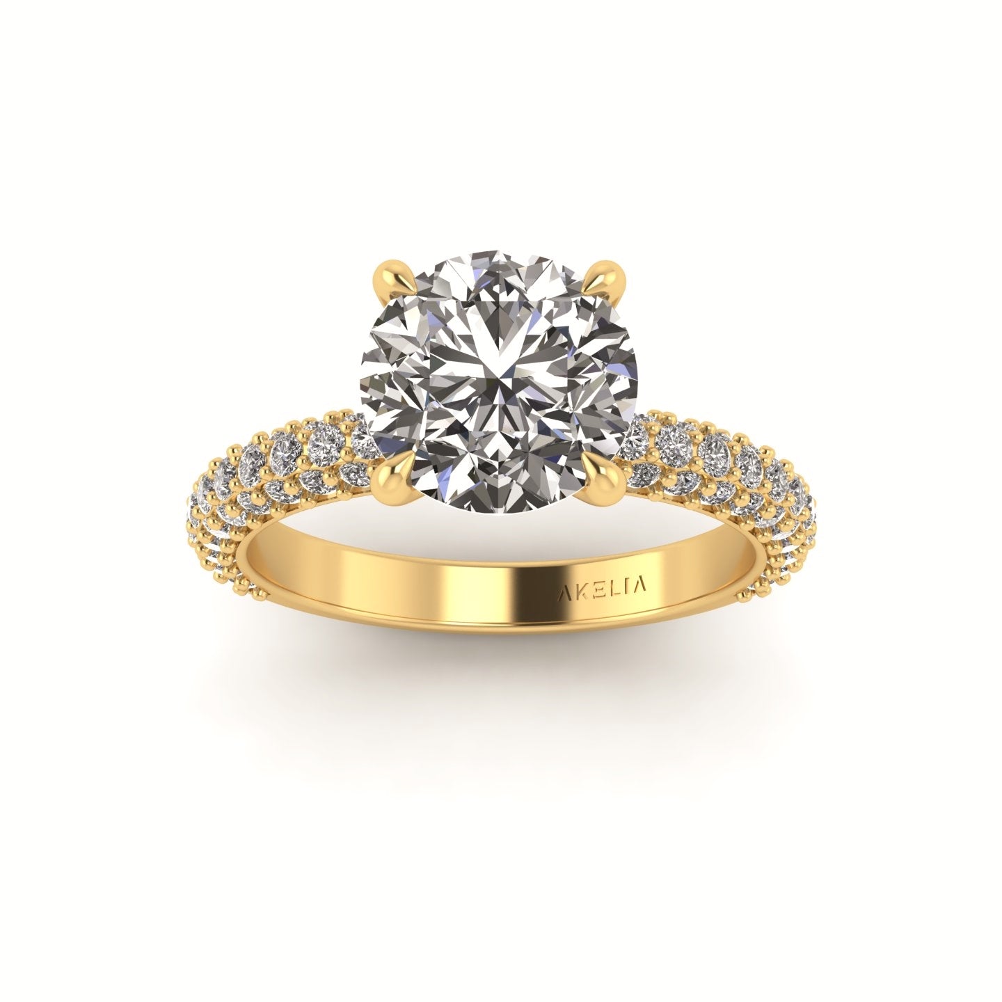 Celeste Round Three Row Micro Pavé Engagement Ring