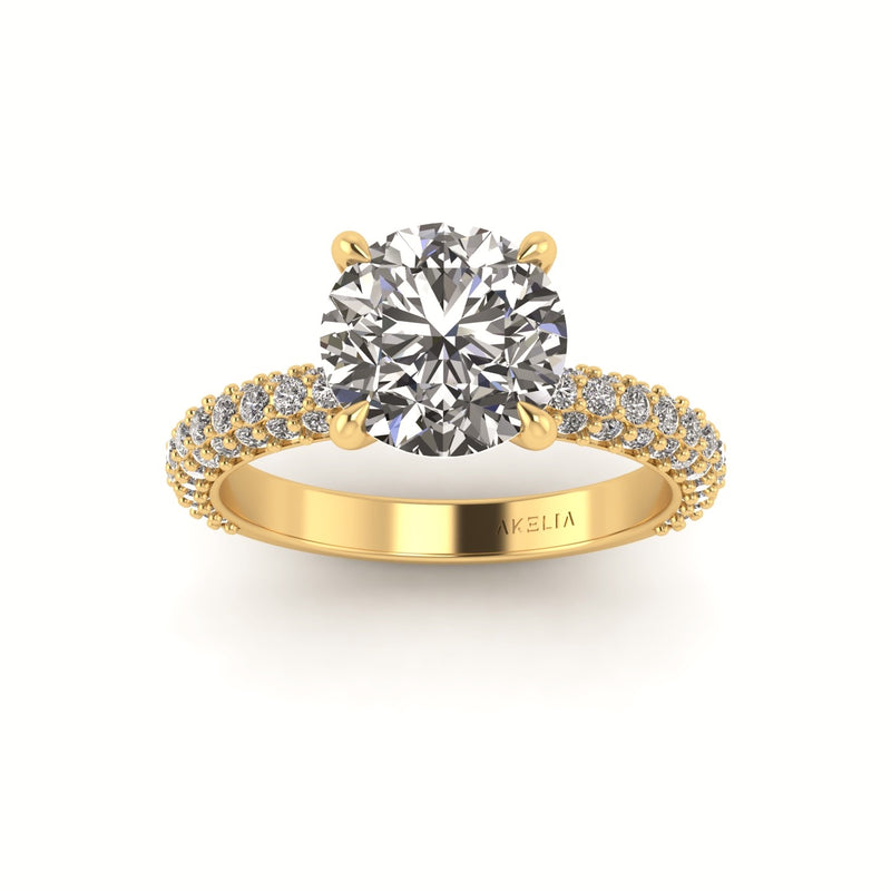 Celeste Round Three Row Micro Pavé Engagement Ring