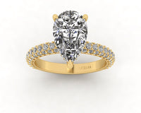 Celeste Pear Gallery Three Row Micro Pavé Engagement Ring