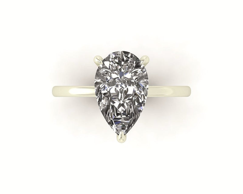 Pear Diamond Set Prongs Solitaire Engagement Ring