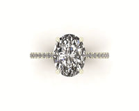 Oval Diamond Set Prongs Engagement Ring with Pavé Band