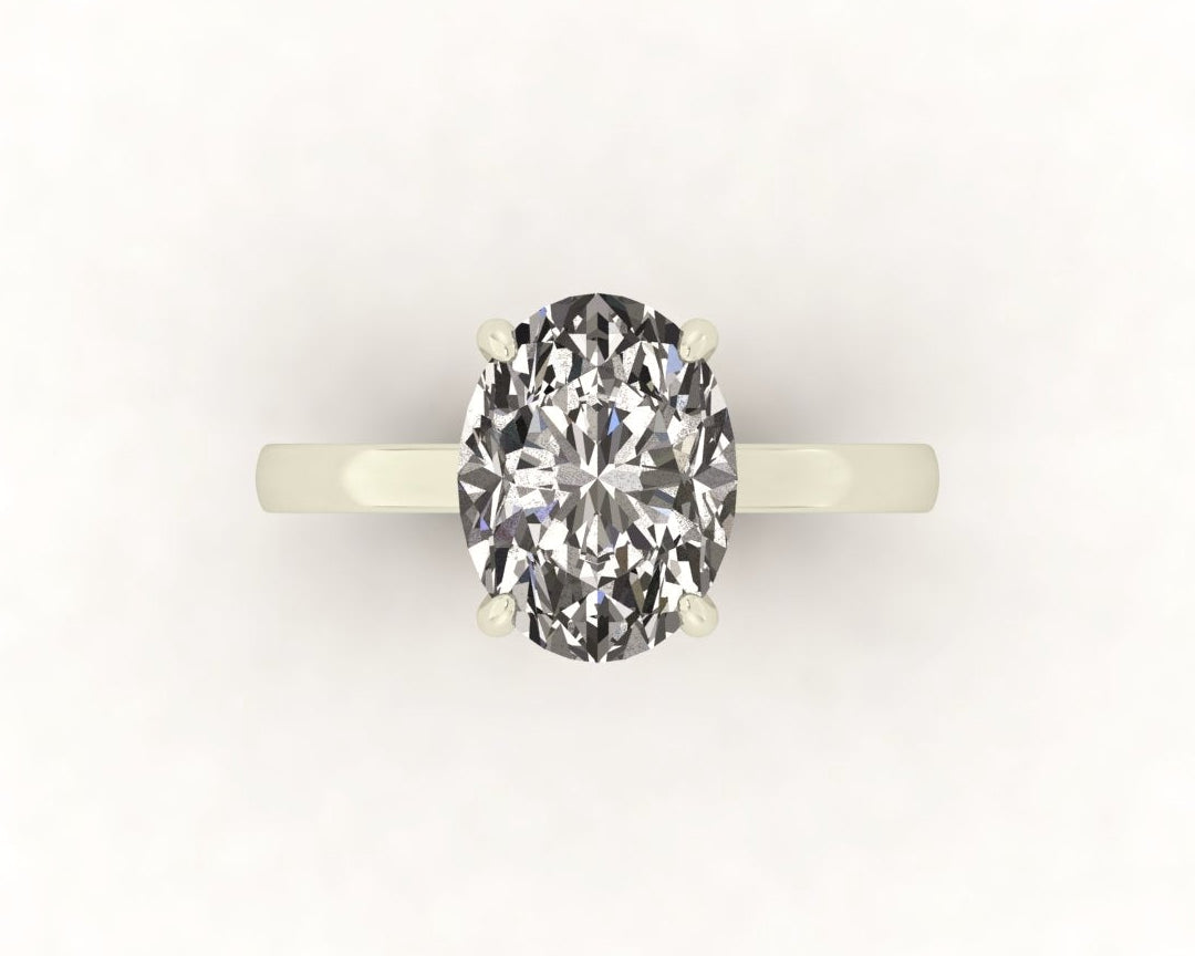 Oval Diamond Set Prongs Solitaire Engagement Ring