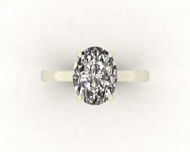 Oval Diamond Set Prongs Solitaire Engagement Ring