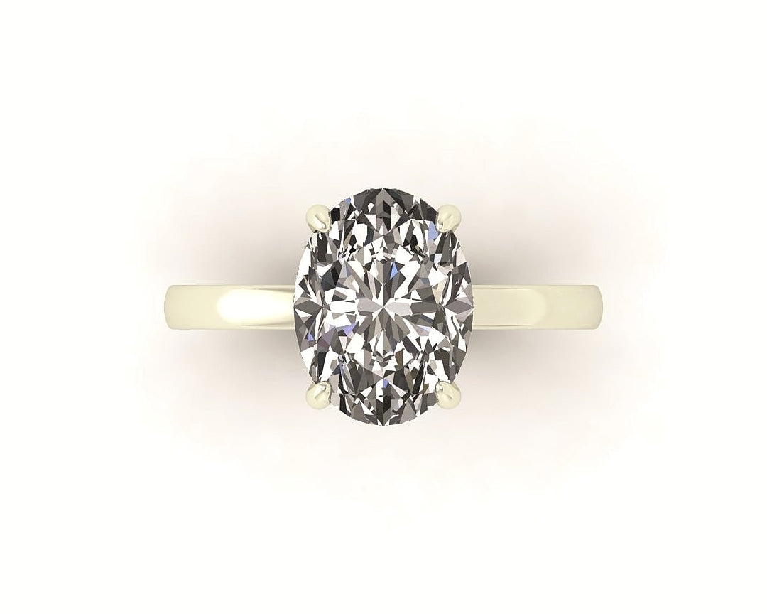 Oval Diamond Set Prongs Gallery Engagement Ring