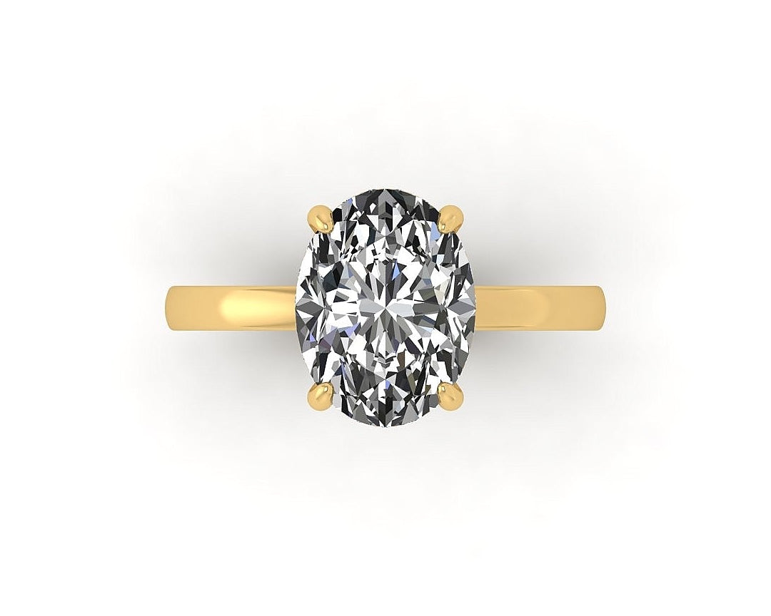 Oval Diamond Set Prongs Gallery Engagement Ring