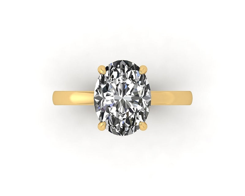 Oval Diamond Set Prongs Gallery Engagement Ring