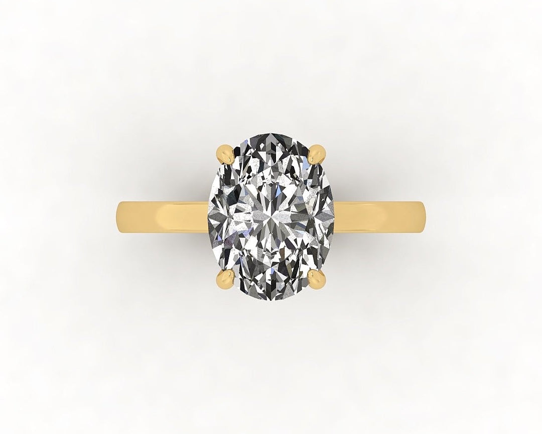 Oval Diamond Set Prongs Solitaire Engagement Ring