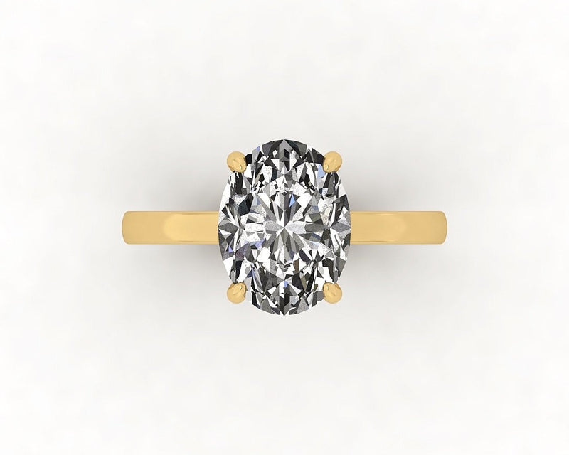 Oval Diamond Set Prongs Solitaire Engagement Ring