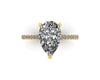 Pear Diamond Set Prongs Gallery Engagement Ring with Pavé Band