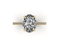 Oval Diamond Set Prongs Engagement Ring with Pavé Band