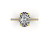 Oval Diamond Set Prongs Gallery Engagement Ring with Pavé Band