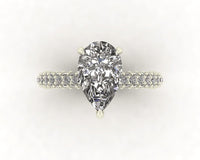 Celeste Pear Gallery Three Row Micro Pavé Engagement Ring