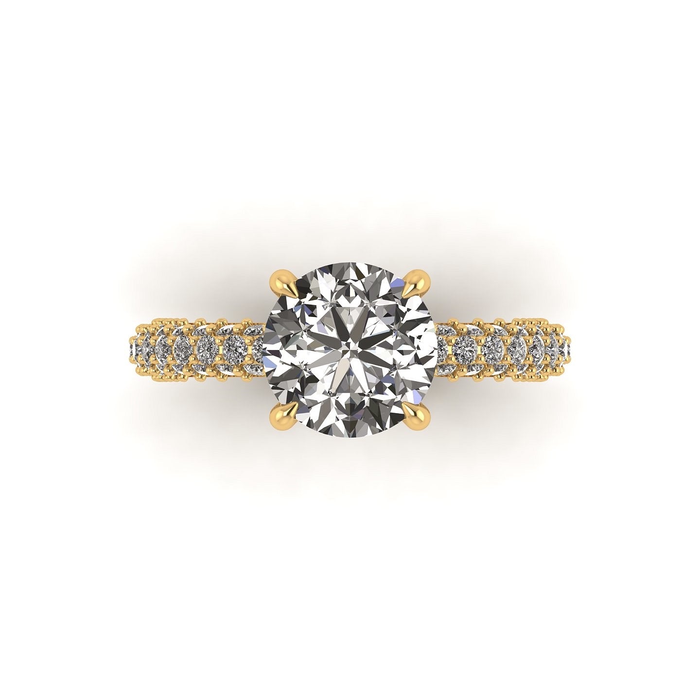 Celeste Round Three Row Micro Pavé Engagement Ring