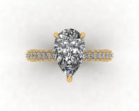 Celeste Pear Gallery Three Row Micro Pavé Engagement Ring