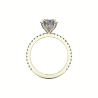 Oval Diamond Set Prongs Engagement Ring with Pavé Band