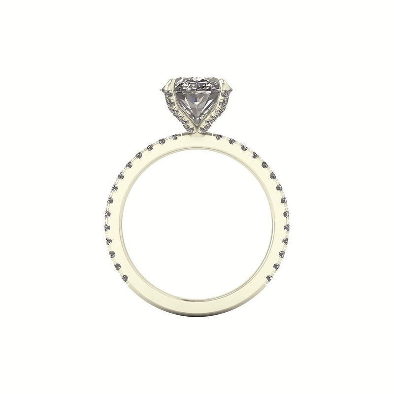 Oval Diamond Set Prongs Engagement Ring with Pavé Band