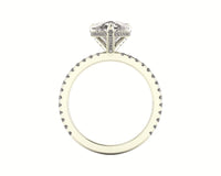 Pear Diamond Set Prongs Gallery Engagement Ring with Pavé Band