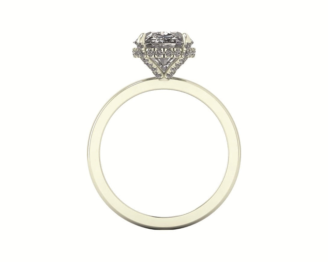 Oval Diamond Set Prongs Gallery Engagement Ring