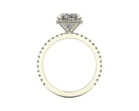 Oval Diamond Set Prongs Gallery Engagement Ring with Pavé Band