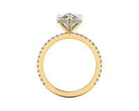 Pear Diamond Set Prongs Gallery Engagement Ring with Pavé Band