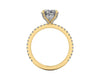 Oval Diamond Set Prongs Engagement Ring with Pavé Band