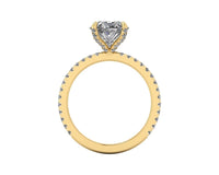 Oval Diamond Set Prongs Engagement Ring with Pavé Band