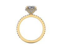 Oval Diamond Set Prongs Gallery Engagement Ring with Pavé Band