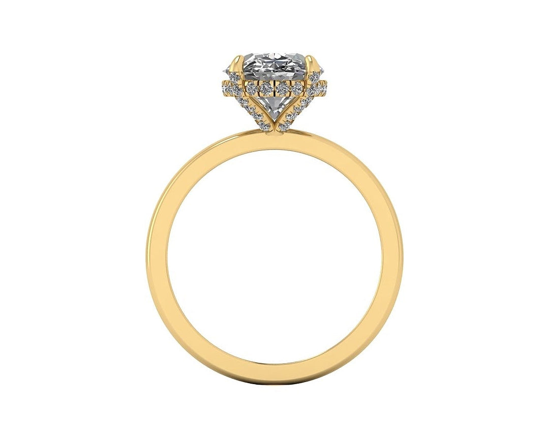 Oval Diamond Set Prongs Gallery Engagement Ring