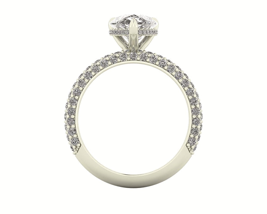 Celeste Pear Gallery Three Row Micro Pavé Engagement Ring