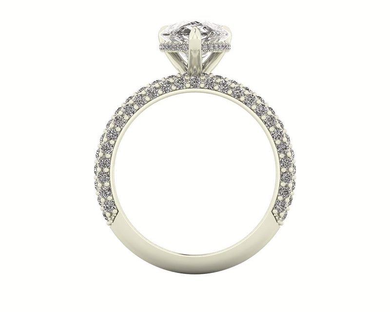 Celeste Pear Gallery Three Row Micro Pavé Engagement Ring