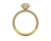 Celeste Pear Gallery Three Row Micro Pavé Engagement Ring