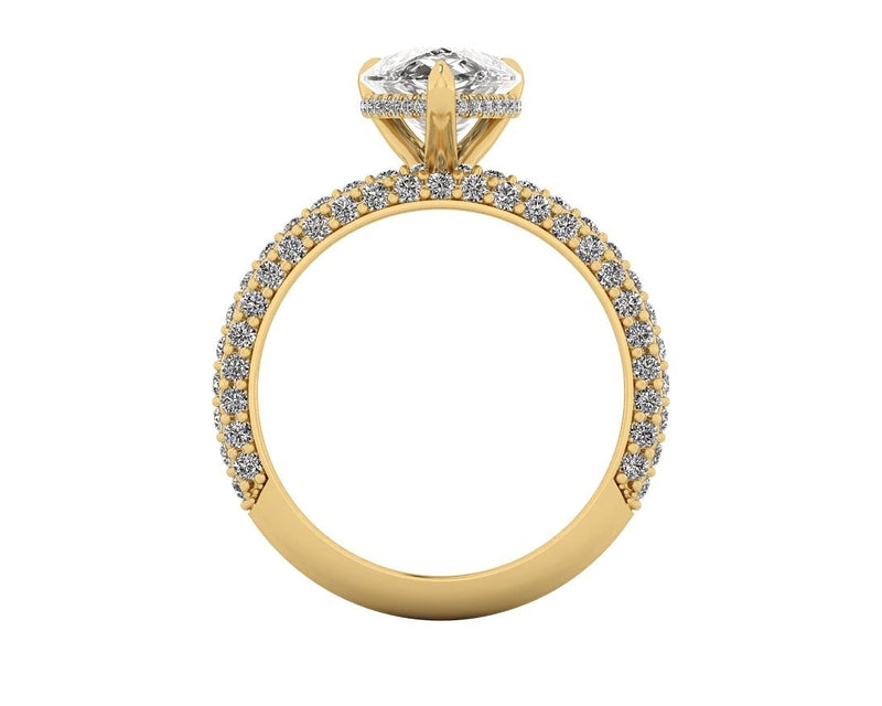 Celeste Pear Gallery Three Row Micro Pavé Engagement Ring