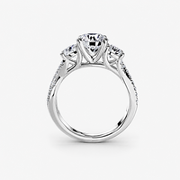 Round Three Stone Twist Pavé Ring