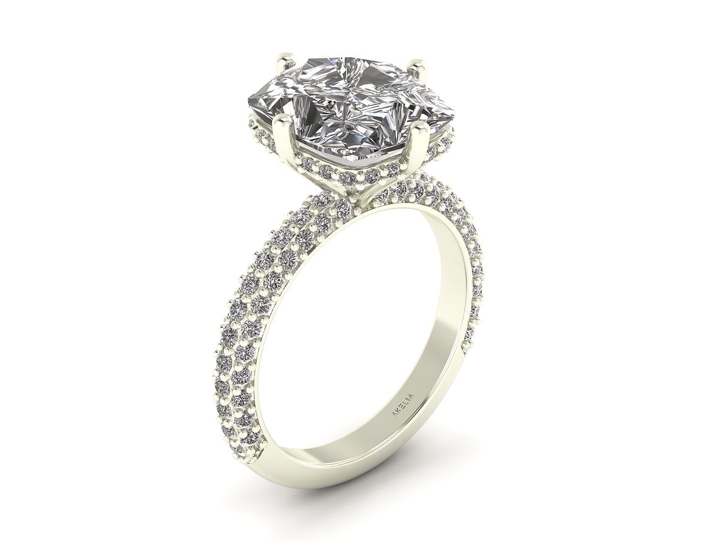 Lumière Cushion Hidden Halo Diamond Ring