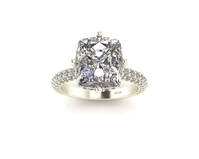 Lumière Cushion Hidden Halo Diamond Ring