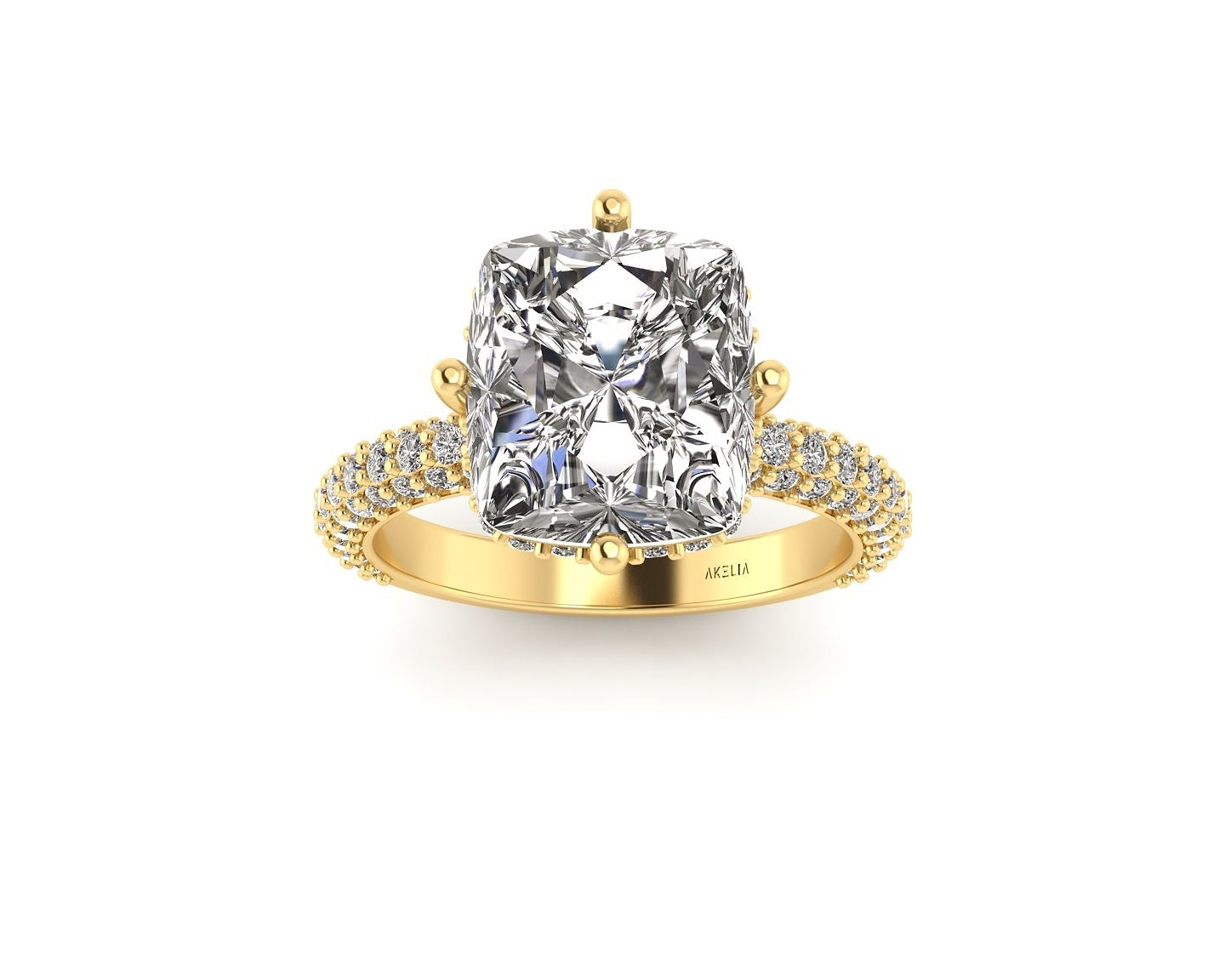 Lumière Cushion Hidden Halo Diamond Ring