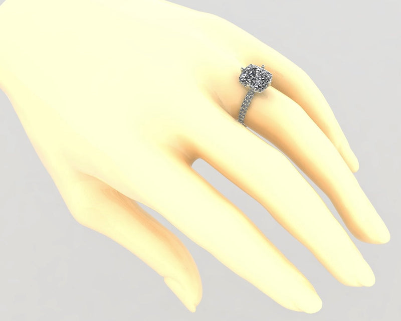 Lumière Cushion Hidden Halo Diamond Ring