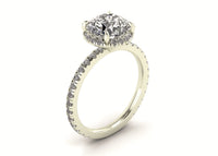 Clasped Round Halo Engagement Ring
