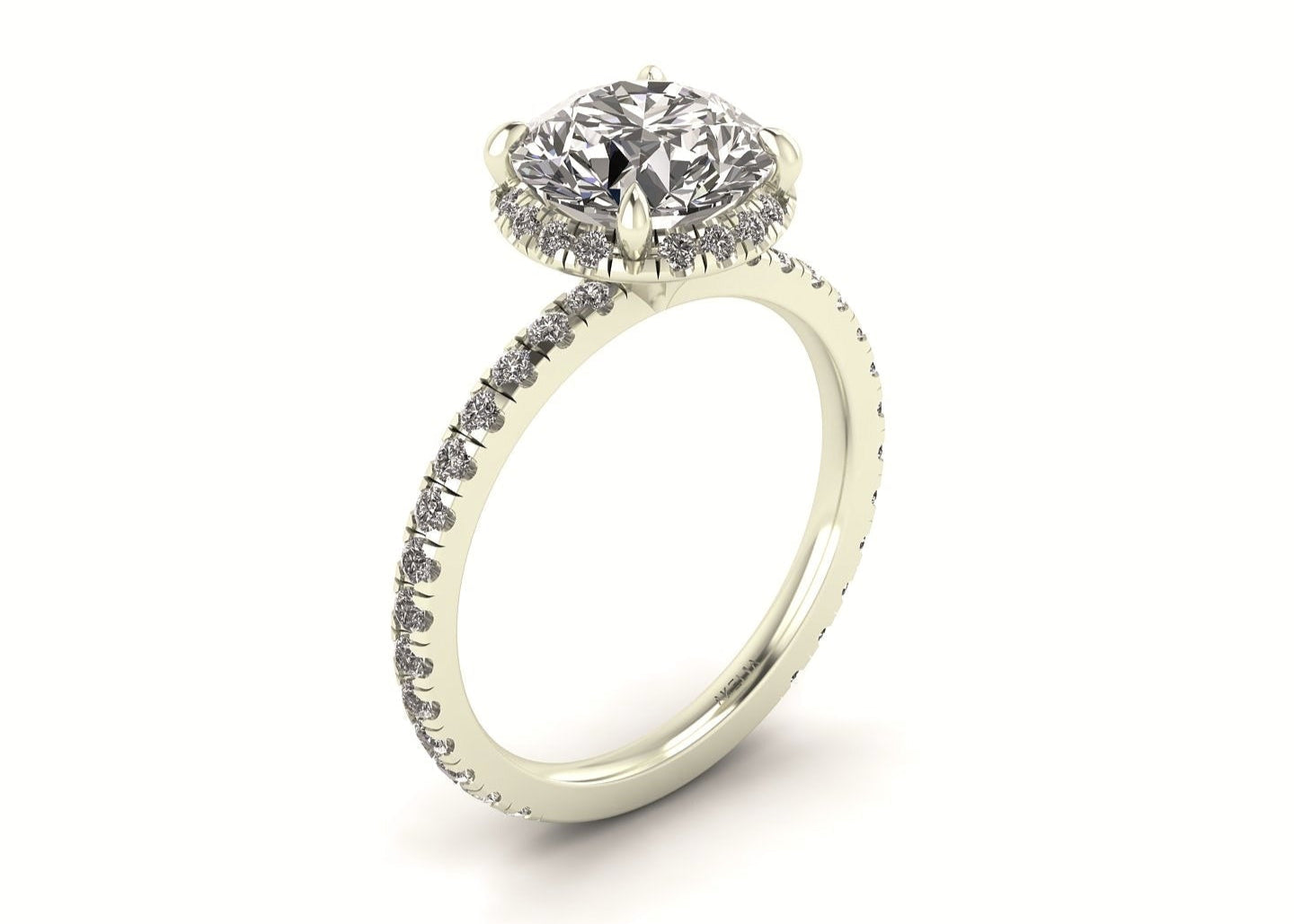 Clasped Round Halo Engagement Ring