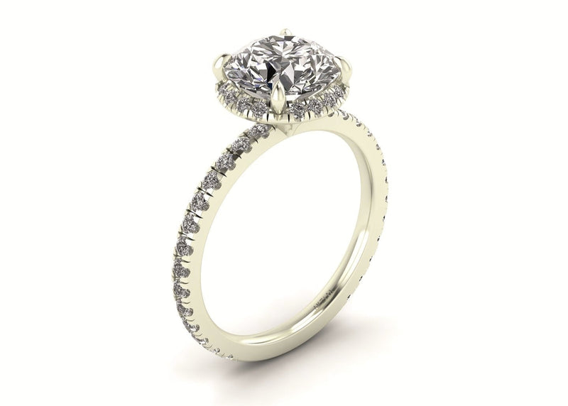 Clasped Round Halo Engagement Ring