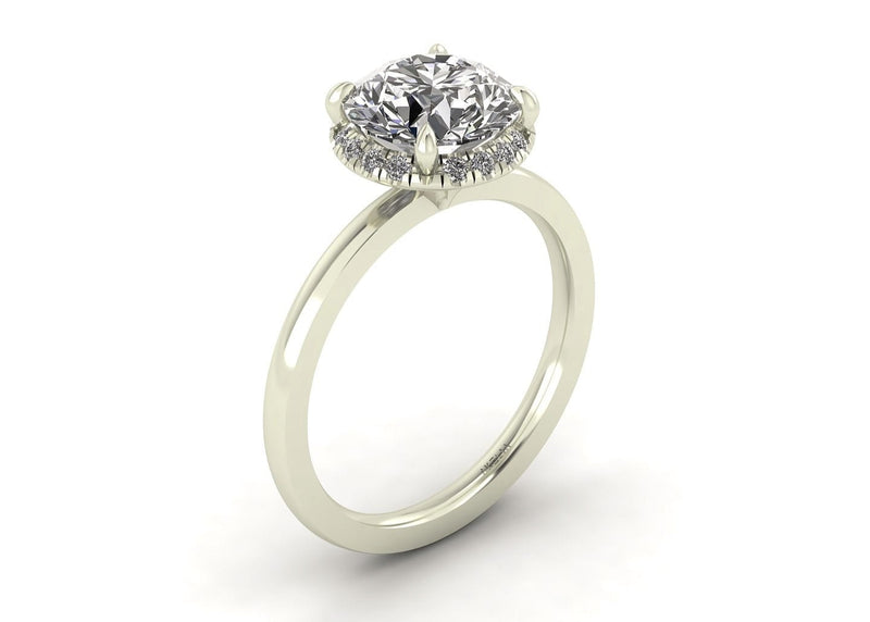 Clasped Round Halo Pavé Engagement Ring