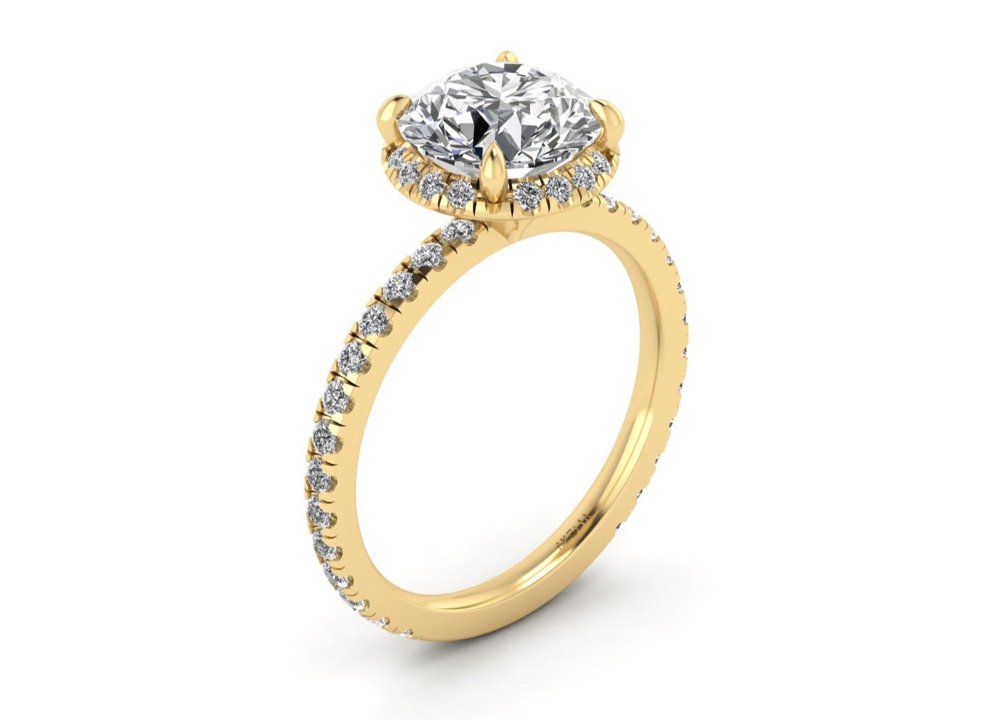 Clasped Round Halo Engagement Ring