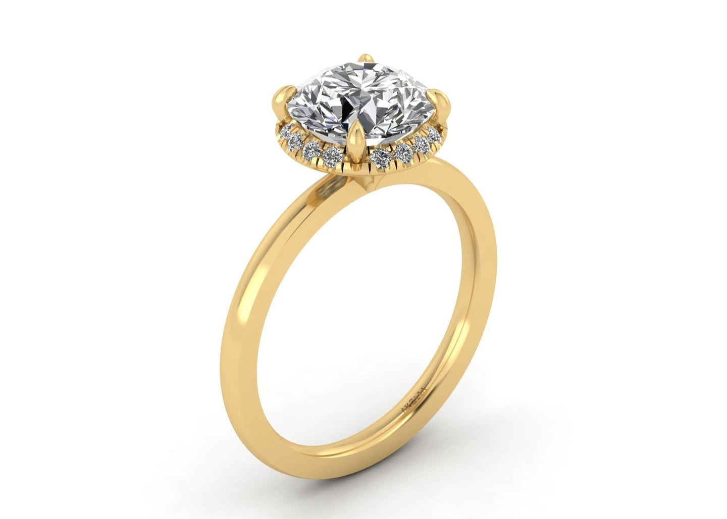 Clasped Round Halo Pavé Engagement Ring